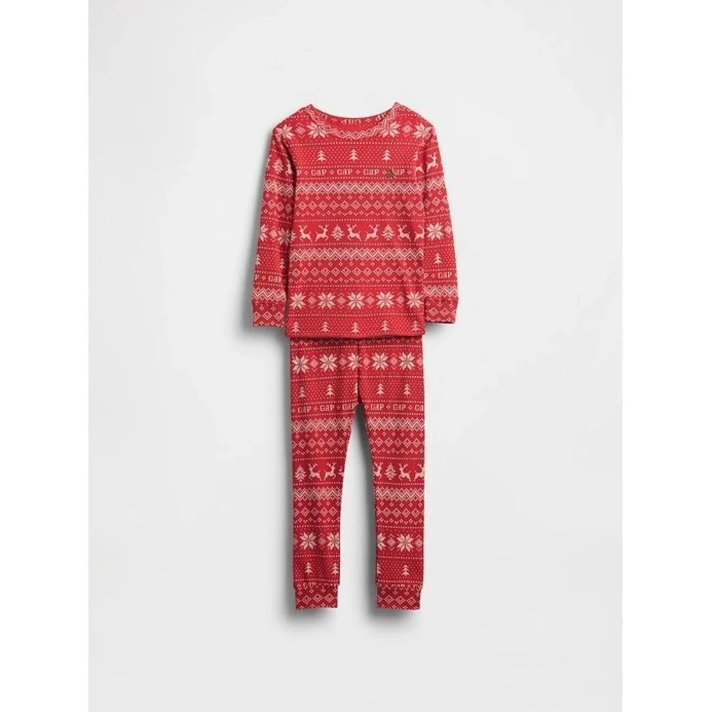 NEW Gap Kids Organic Cotton Fair Isle Holiday Pajama Set Cozy Winter 18-24M‎